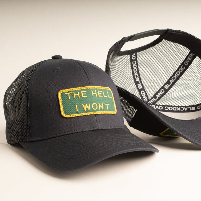 THE HELL I WON'T Blue Trucker hat