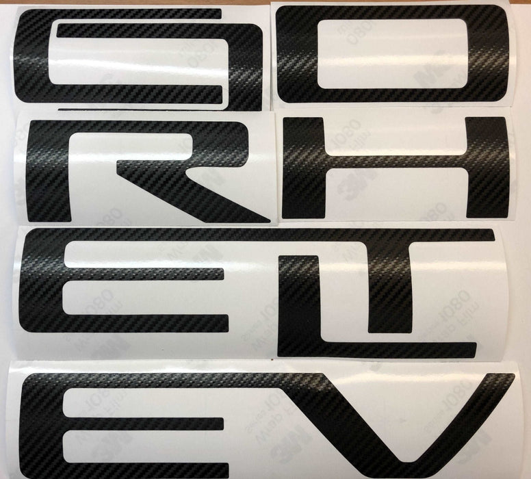 Carbon Fiber Textured Vinyl Decal Letter Inserts for 2019-2024 Silverado Tailgate