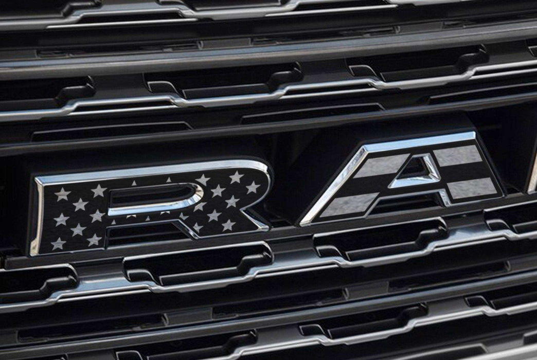 Premium Cast Matte Black Die-Cut Vinyl Flag Decals for 2019-2024 RAM Grille