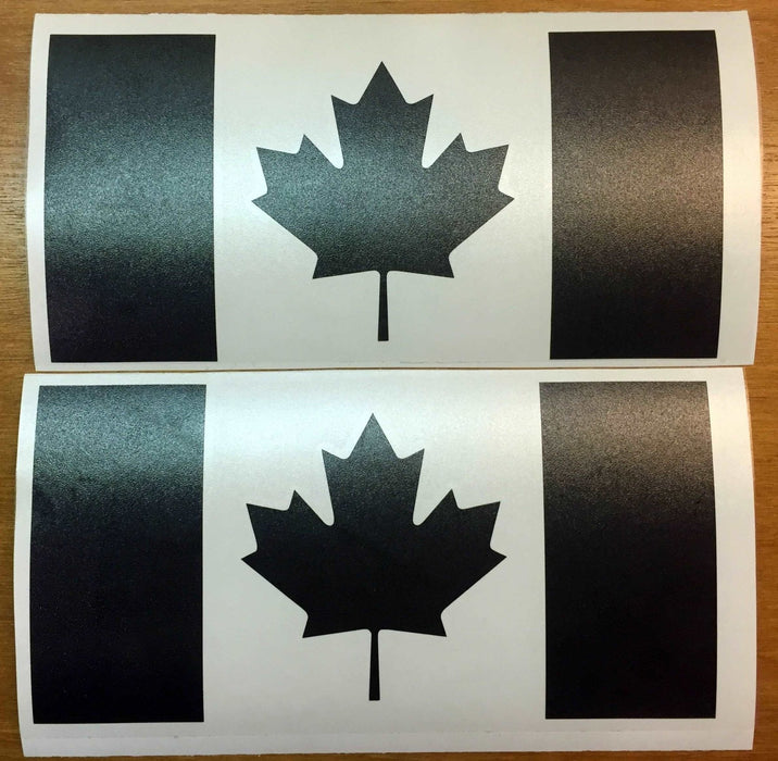 Canadian Flag Decals - Premium Cast Matte Black Vinyl x2